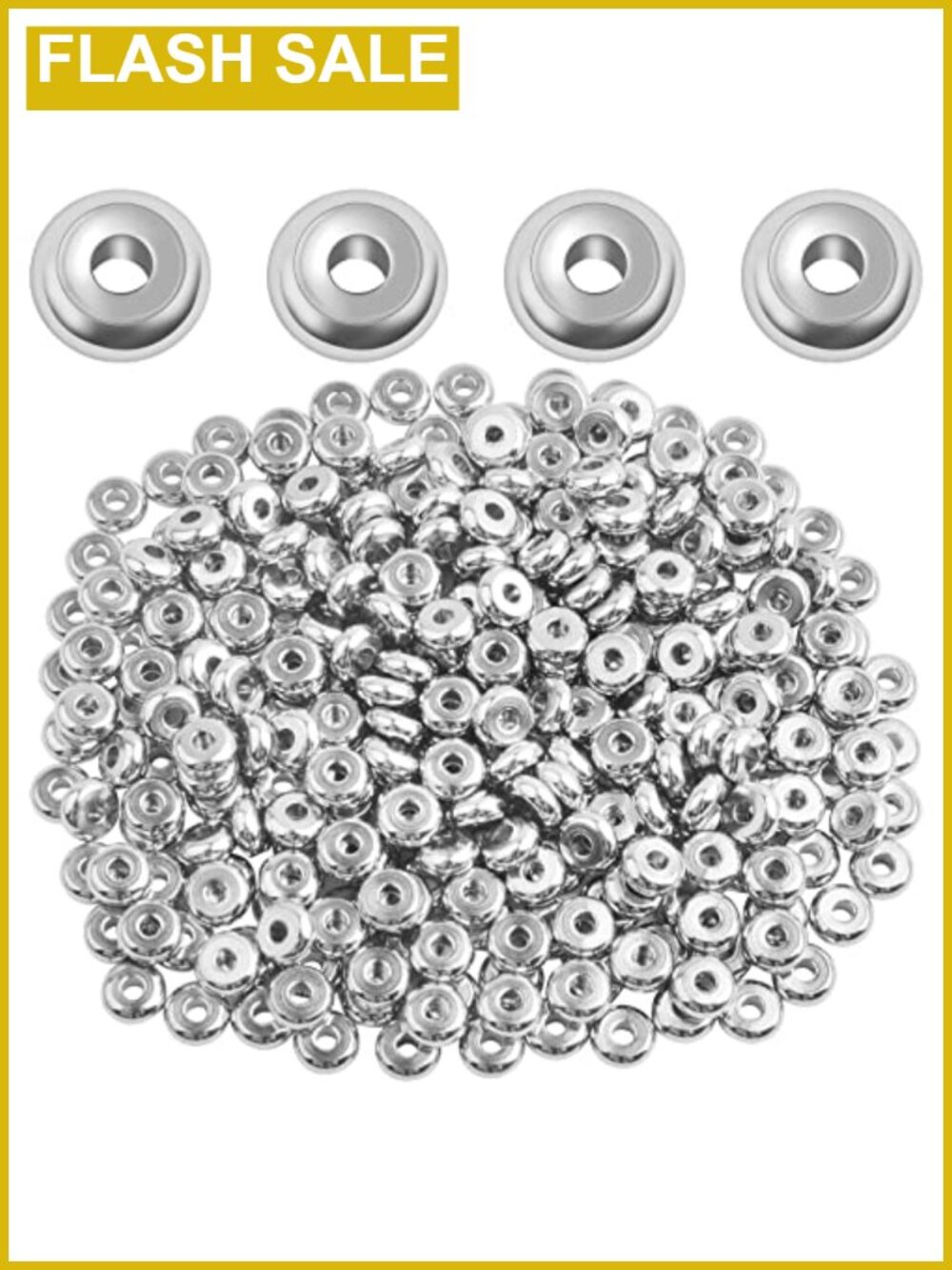 300pc 4mm Stainless Steel Flat Round Spacer Beads for Jewelry Making DIY